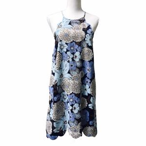 Entro Scalloped Blue Floral Slip Dress Size M